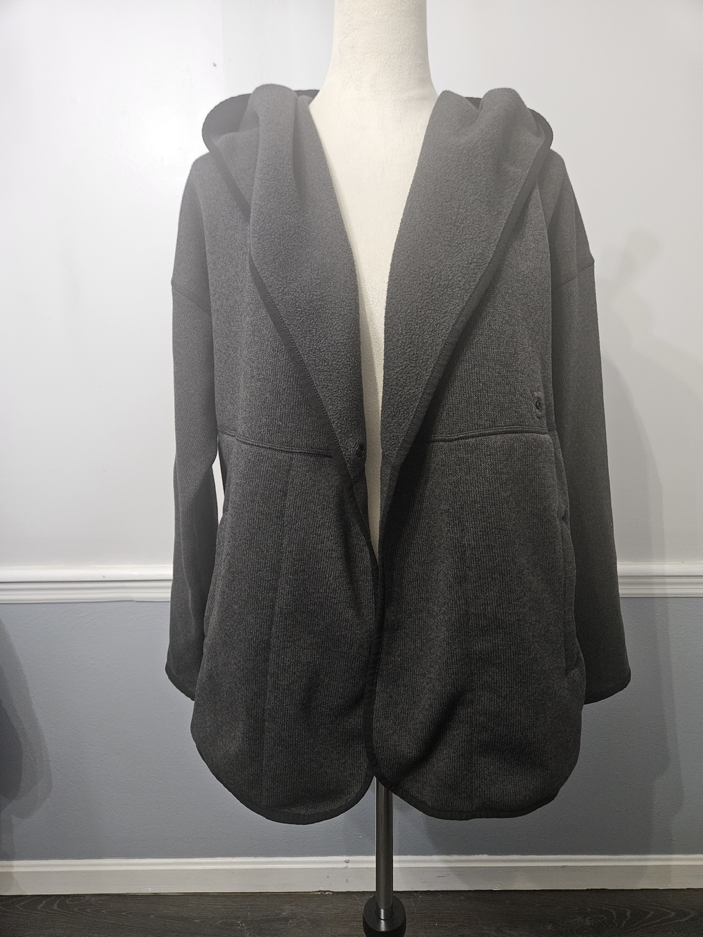 The North Face Crescent Wrap Fleece Hoodie Jacket Grey Small NF0A4R58